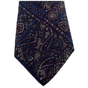 Philippe Perrier Necktie Paris Milan New York Tie Blue Burgundy Gold  58"